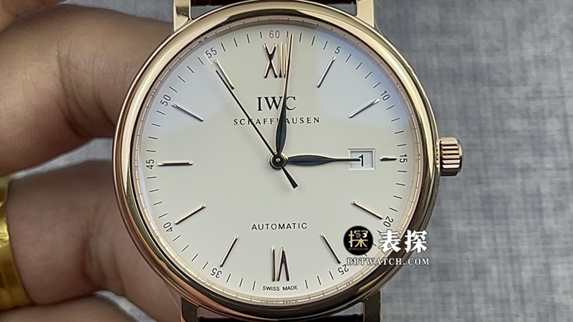 V7 factory IWC Portofino watch men's silver white dialleather strap model pictures and prices front live photo
