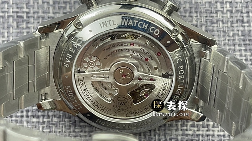 V6S factory IWC watch Portugal top-tier watch men's silver and white panda plate steel bracelet model pictures and prices caseback live photo