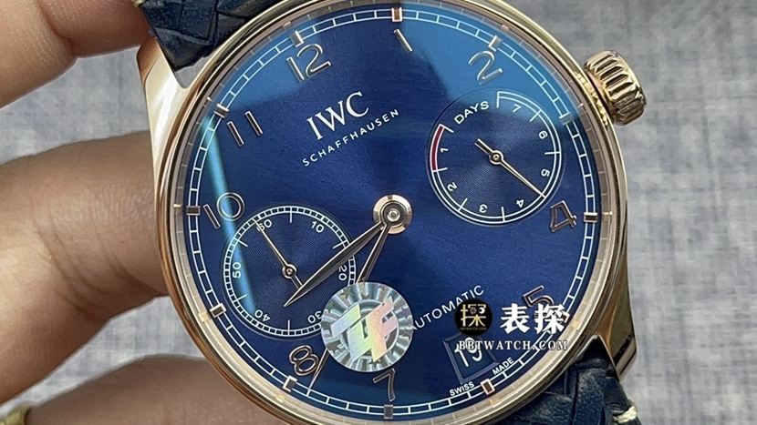 ZF FactoryIWC watch Portugal top-tier 1:1high-quality watch men's blue panda plate leather strap model pictures and prices front live photo