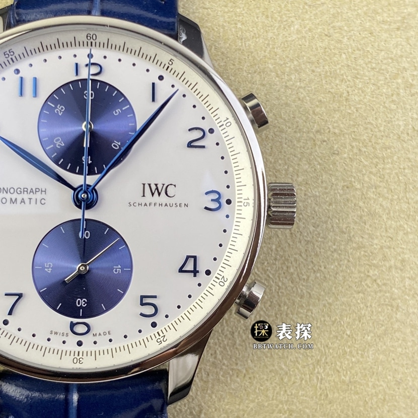 AZ factory IWC watch Portugal IW371620top-tier 1:1super watch men's white dialleather strap model pictures and prices front live photo