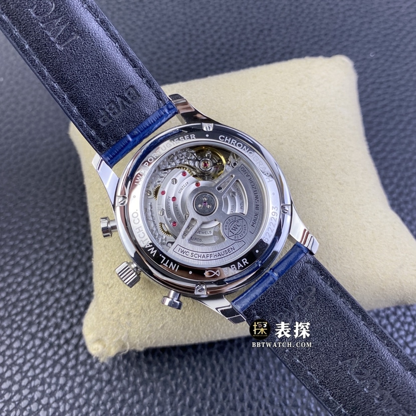 AZ factory IWC watch Portugal IW371620top-tier 1:1super watch men's white dialleather strap model pictures and price caseback live photo