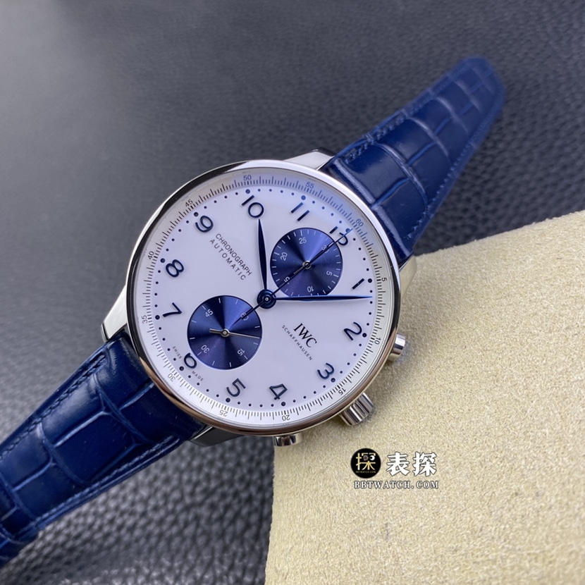 AZ factory IWC watch Portugal IW371620top-tier 1:1super watch men's white dialleather strap model pictures and prices front live photo