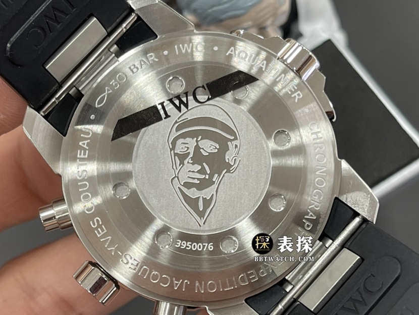 V6 factory IWC watch marine timepiece watch men's blue panda dial rubber model picture and price caseback live photo