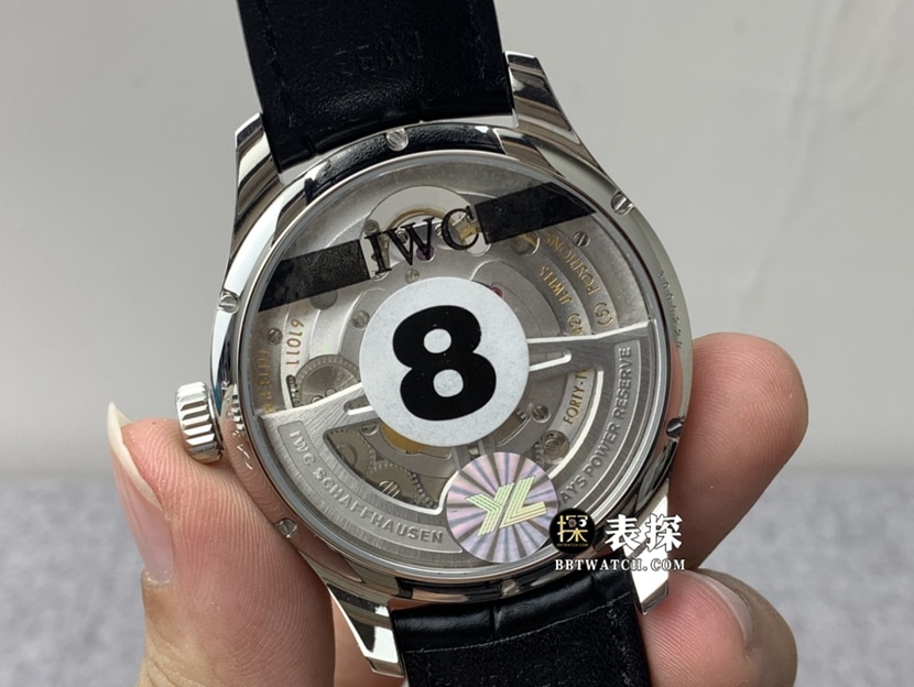 YL factory IWC watch men's Portugal top-tier watch white dialtourbillonleather strap model pictures and prices caseback live photo