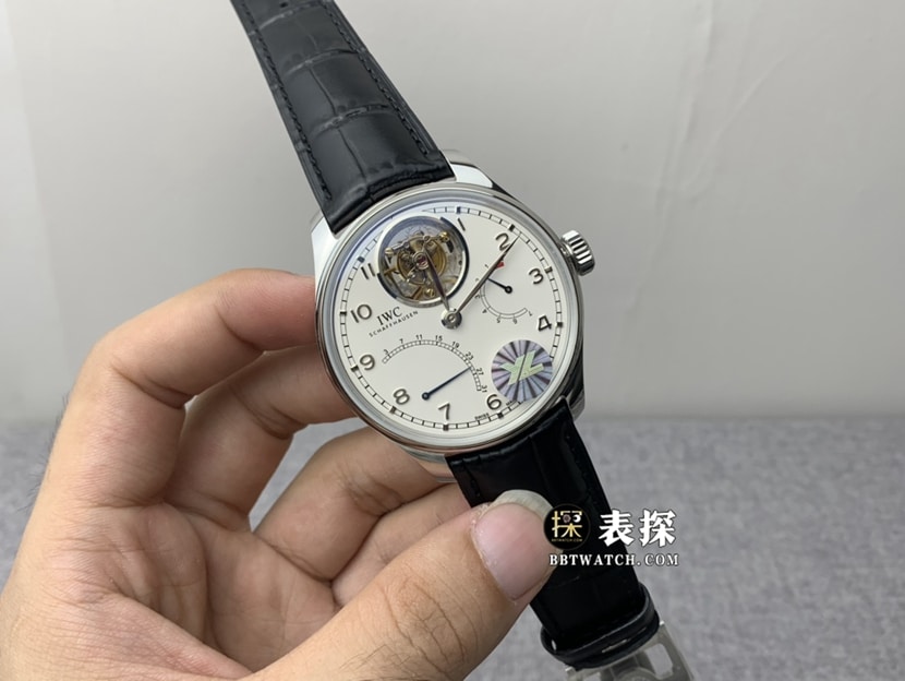 YL factory IWC watch men's Portugal top-tier watch white dialtourbillonleather strap model pictures and prices front live photo