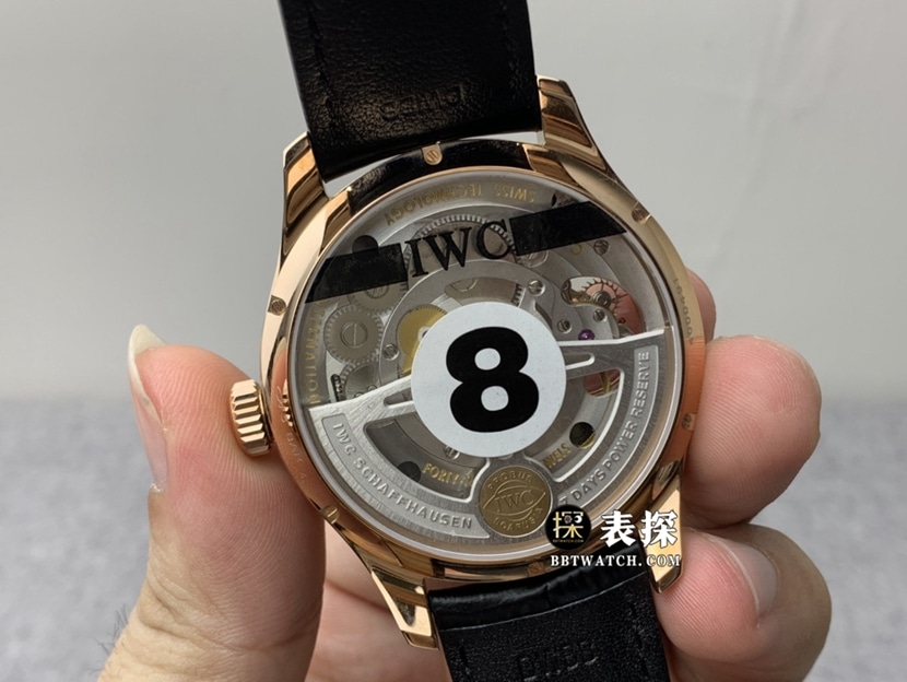 YL Factory IWC Men's Portuguese Top Watch Black Tourbillon Leather Strap Model Pictures and Price Back Real Photo