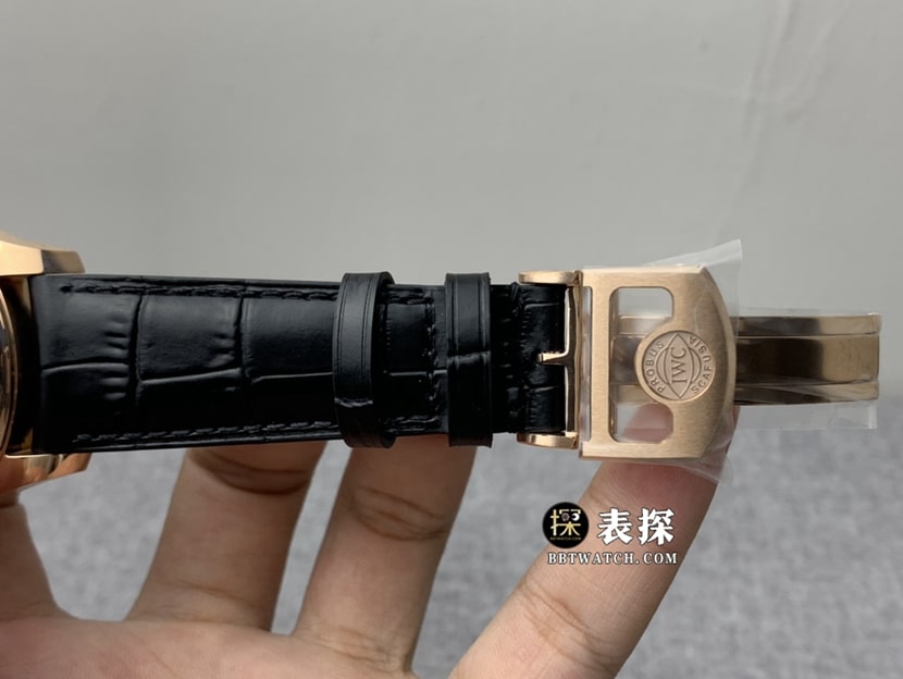 YL Factory IWC Men's Portuguese Top Watch Black Tourbillon Leather Strap Pictures and Price Deployment Clasp Real Shots