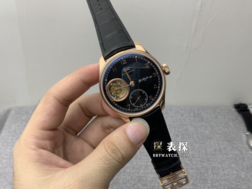 YL Factory IWC Portuguese Men's Top Watch Black Tourbillon Leather Strap Model Image and Price Front Real Shot