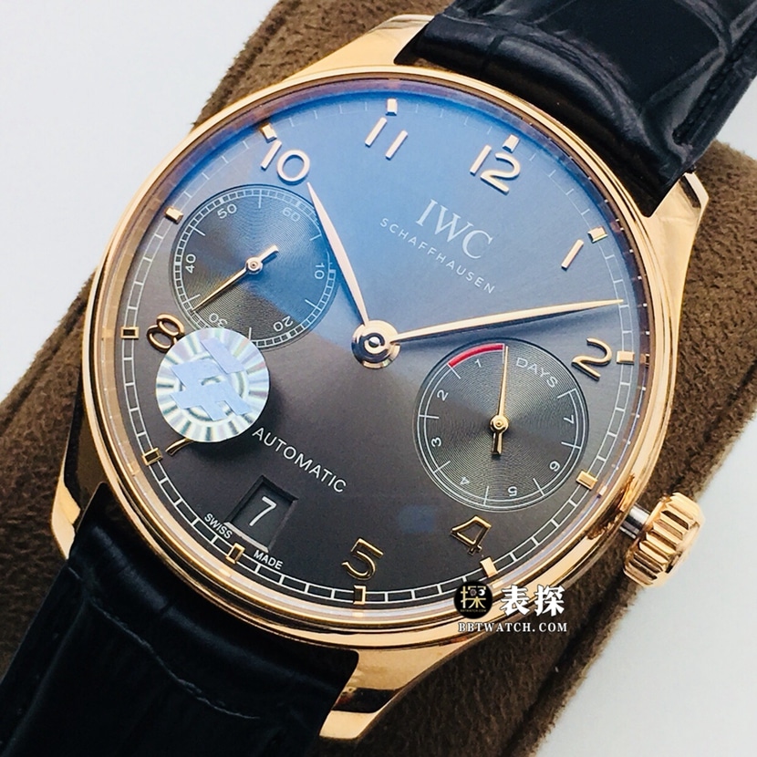 ZF FactoryIWC watch Portugal top-tier watch men's dark gray plate leather strap model pictures and prices front live photo