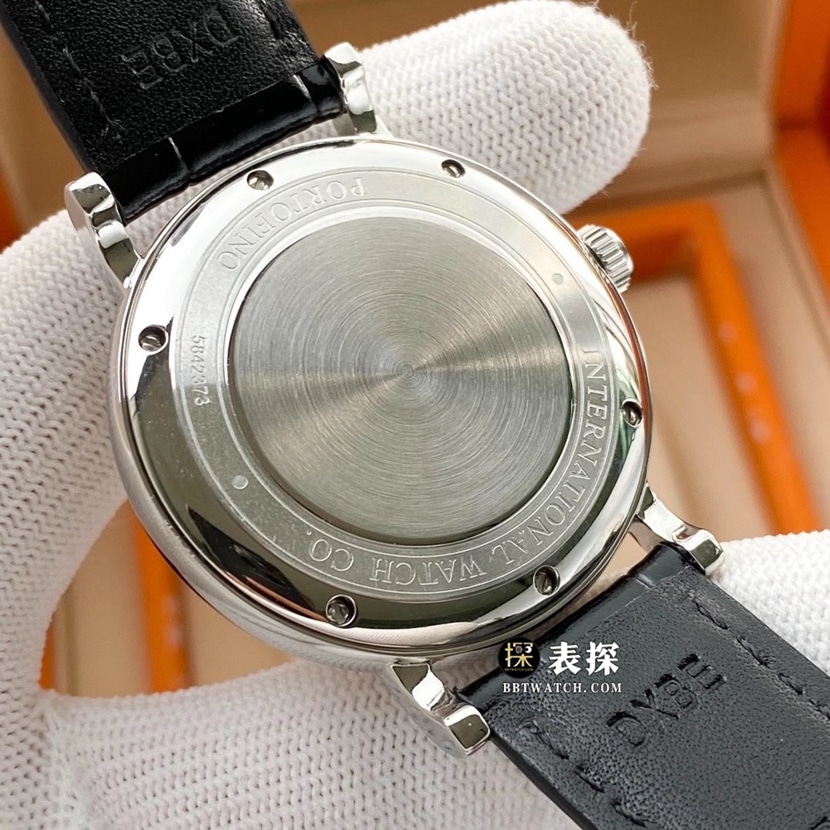IWC watch Portofino top-tier high-quality watch men's silver white leather strap model pictures and prices caseback live photo