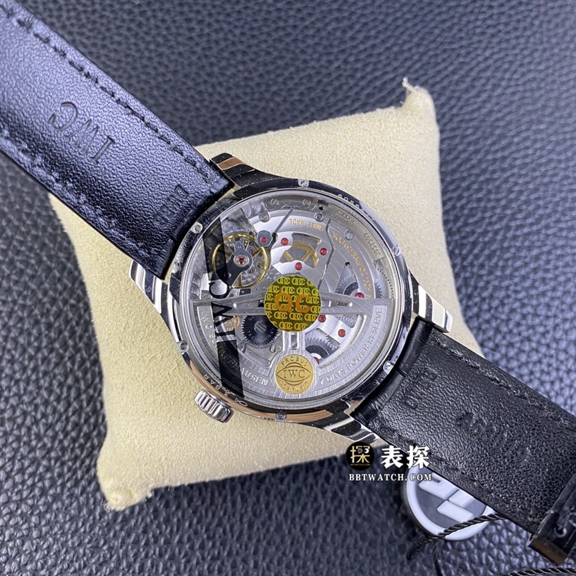 ZF FactoryIWC watch Portugal top-tier watch men's silver white dial perpetual calendar leather strap model pictures and prices caseback live photo