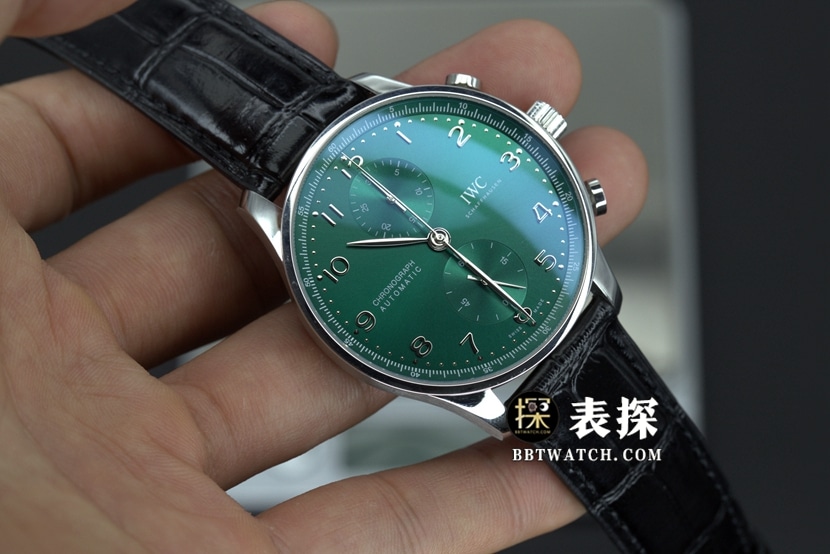 ZF FactoryIWC Portugal top-tier watch green dial silver needle leather strap model pictures and prices front live photo