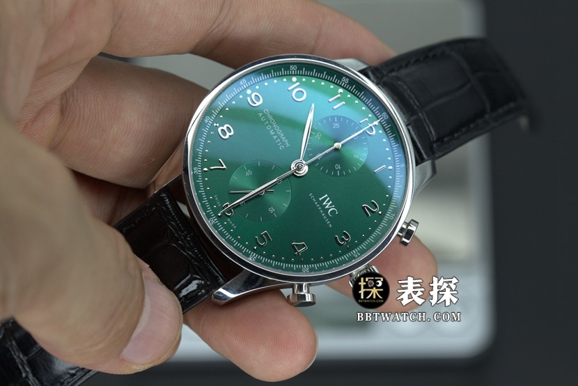 ZF FactoryIWC Portugal top-tier watch green dial silver needle leather strap model pictures and prices front live photo