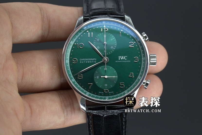 ZF FactoryIWC Portugal top-tier watch green dial silver needle leather strap model pictures and prices front live photo