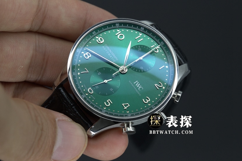 ZF FactoryIWC Portugal top-tier watch green dial silver needle leather strap model pictures and prices front live photo