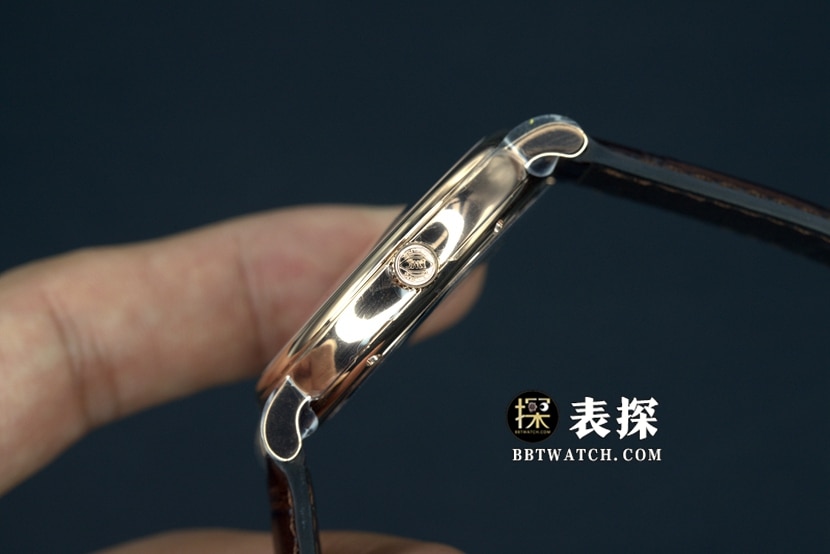 V7 factory IWC men's Portofino watch rock gray plate gold needle leather strap model IW356511side live photo