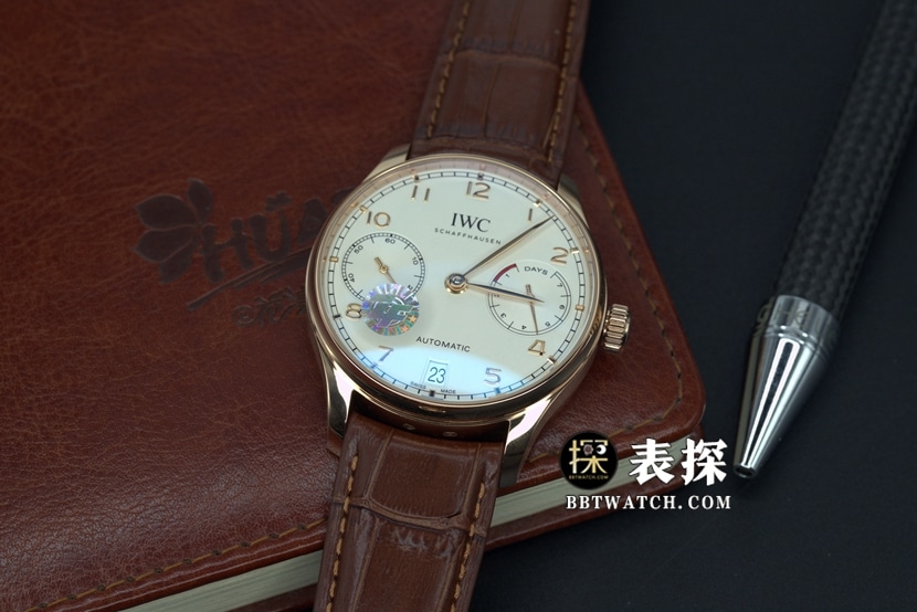 ZF FactoryIWC Portugal top-tier 1:1super watch men's rose gold white leather strap model pictures and prices front live photo