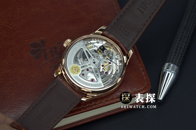 ZF FactoryIWC Portugal top-tier 1:1super watch men's rose gold white leather strap model pictures and prices caseback live photo