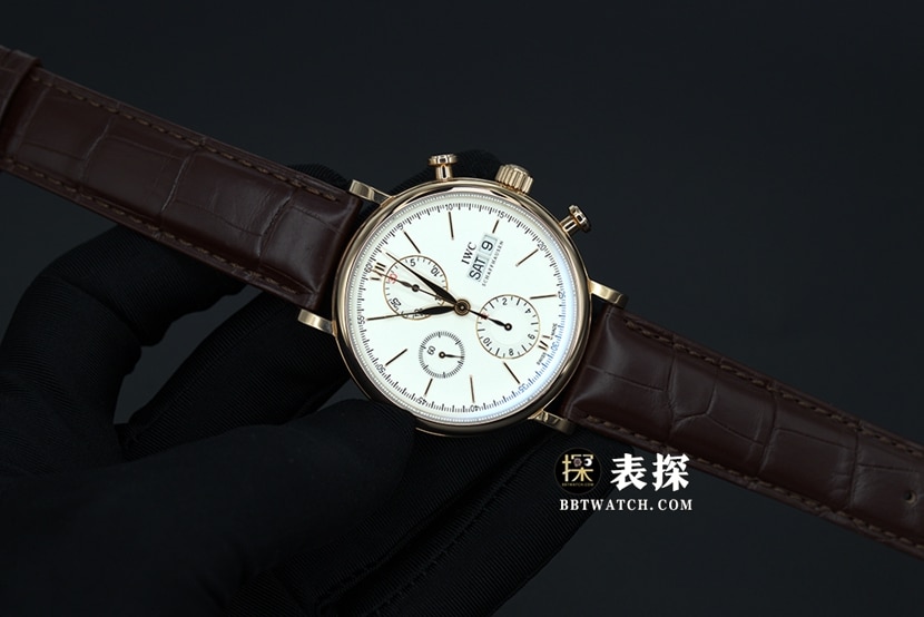 Universal Portofino Top collectible watches Men's Mechanical 6-Hand Chronograph White Plate strap models Pictures and Prices Front View Photos