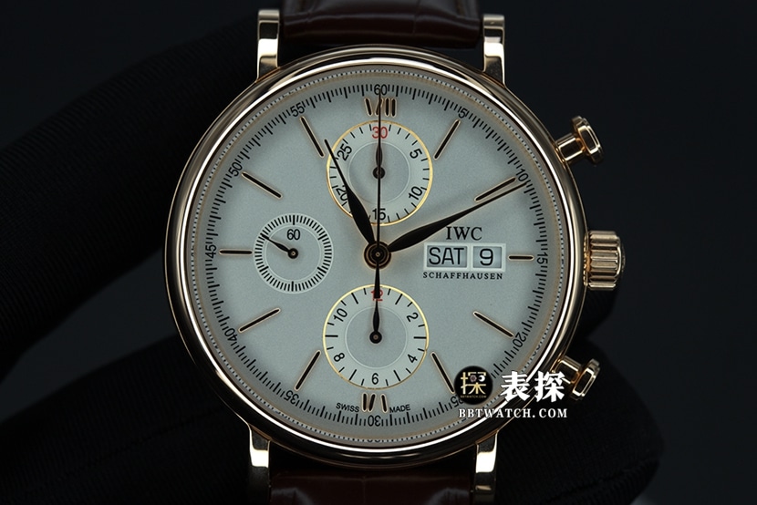 Universal Portofino Top collectible watches Men's Mechanical 6-Hand Chronograph White Plate strap models Pictures and Prices Front View Photos