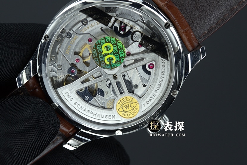 ZF FactoryIWC Portuguese watch men's annual calendar white dialleather strap model pictures and prices caseback live photo