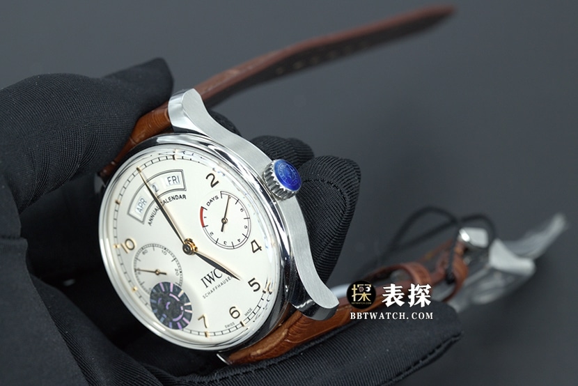 ZF FactoryIWC Portuguese watch men's annual calendar white dialleather strap model pictures and prices overall live photos