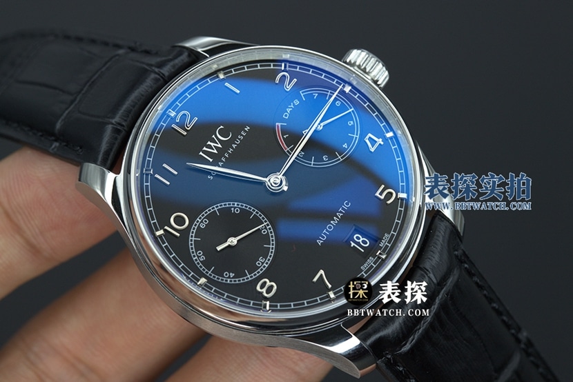 YL factory IWC Portugal top-tier 1:1high-quality watch men's Portuguese seven black dialleather strap model pictures and prices front live photo