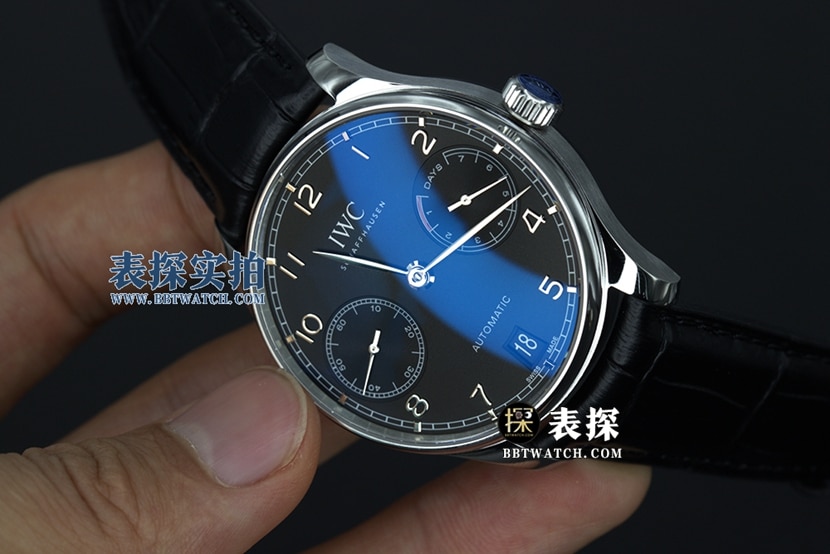 YL factory IWC Portugal top-tier 1:1high-quality watch men's Portuguese seven black dialleather strap model pictures and prices side live photo