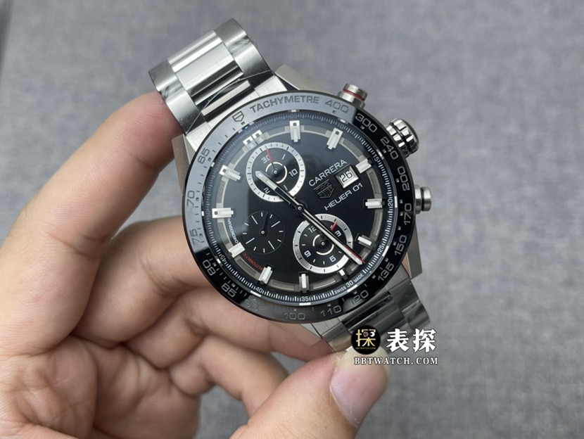 XF factory TAG Heuer Carrera watch men's black panda steel bracelet model pictures and prices front live photo