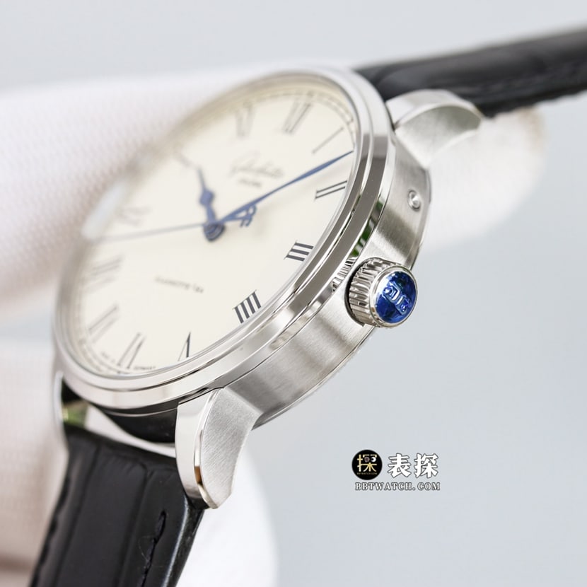 3WF factory Glashütte Original original MP top-tier 1:1super watch men's white dialleather strap picture and price side live photo