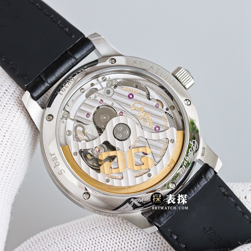 3WF factory Glashütte Original original top-tier watch men's white dialleather strap picture and price caseback live photo