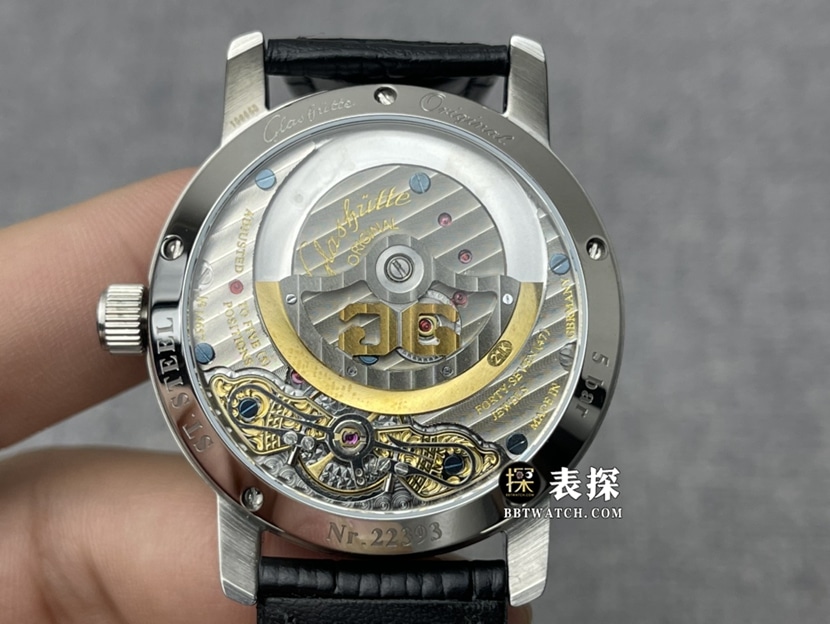 AI factory Glashütte Original original eccentric watch men's white dialleather strap picture and price caseback live photo
