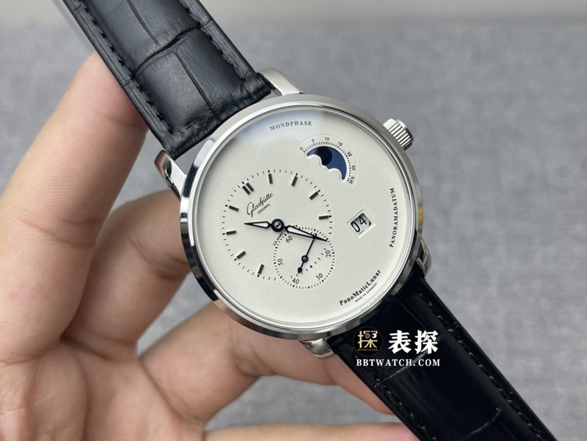 AI factory Glashütte Original original eccentric watch men's white dialleather strap model pictures and prices front live photo