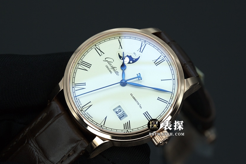 GF FactoryGlashütte Original original MP 100-04-32-15-04top-tier 1:1super watch men's moon phasewhite dialleather strap model pictures and prices front live photo