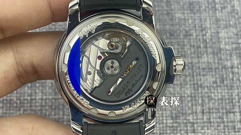 ZF Factory Blancpain Fifty Fathoms 5008B Top Watch Men's Dark Grey Dial Barracuda Rubber Strap Real Shots Price Back View