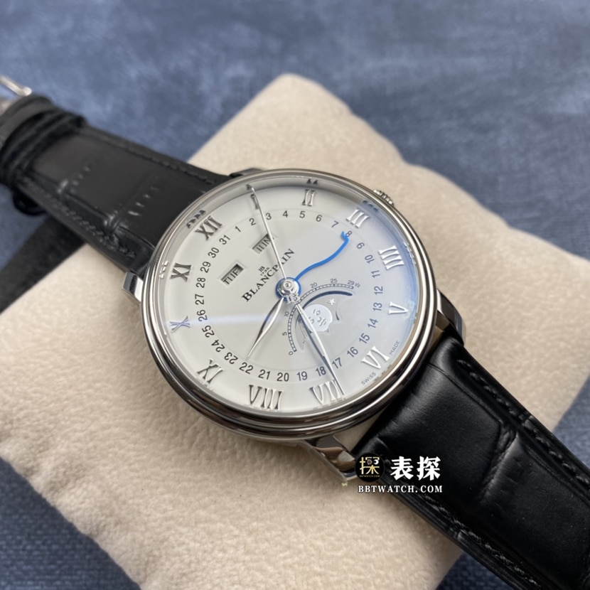 OM FactoryBlancpain classic top-tier 1:1super watch men's white dialmoon phaseleather strap picture and price front live photo