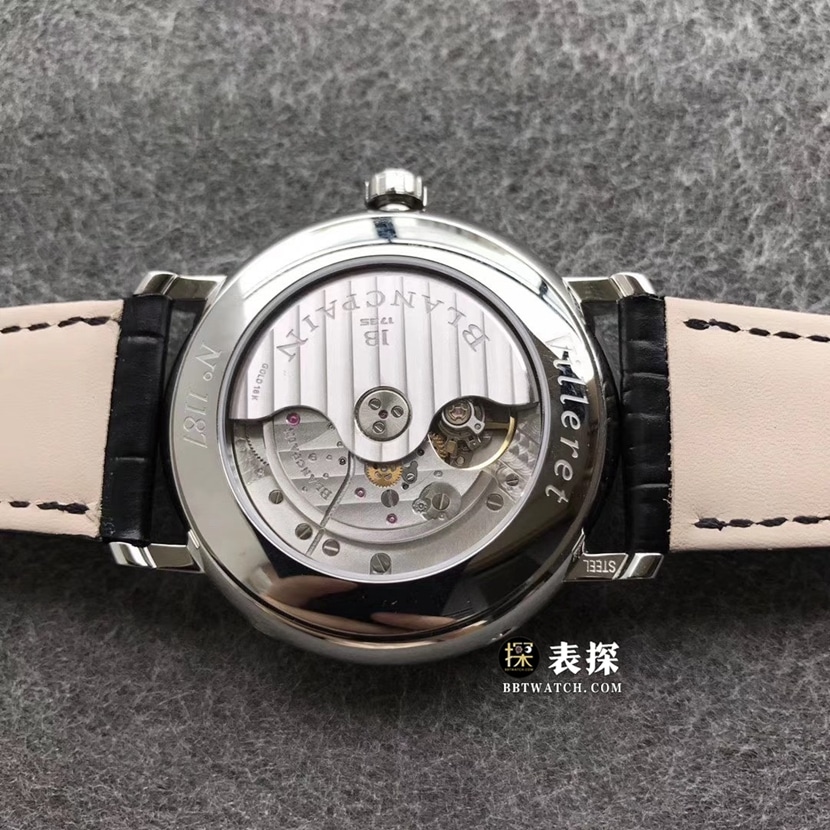 TTC factory Blancpain classic watch men's black dial full date displaymoon phaseleather strap model pictures and prices caseback live photo