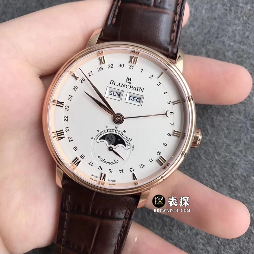 TTC factory Blancpain classic 62631:1 watch men's white dial full date displaymoon phaseleather strap model pictures and prices front live photo