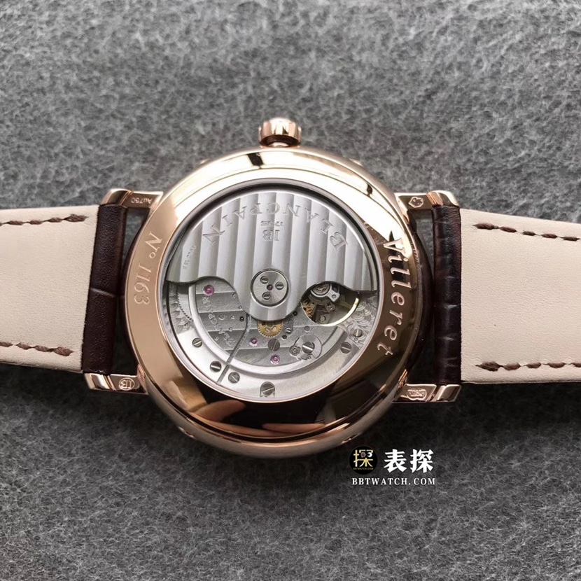 TTC factory Blancpain classic 62631:1 watch men's white dial full date displaymoon phaseleather strap model pictures and prices caseback live photo