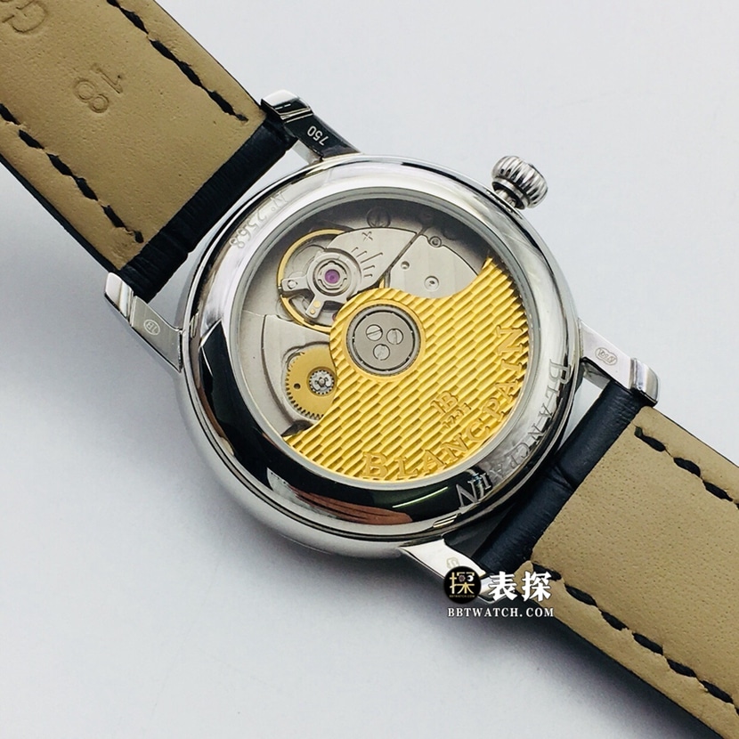 AN FactoryBlancpain classic top-tier watch women's white dialleather strap model pictures and prices caseback live photo