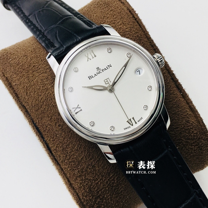 AN FactoryBlancpain classic top-tier watch women's white dialleather strap model pictures and prices front live photo
