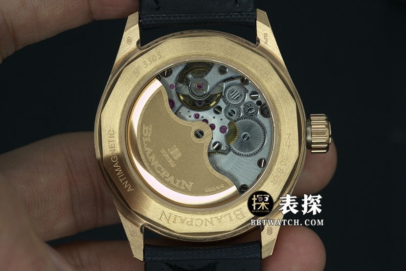 Blancpain Fifty Fathoms top-tier watch men's blue dial gold needle leather strap model pictures and prices caseback live photo