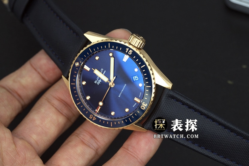 Blancpain Fifty Fathoms top-tier watch men's blue dial gold needle leather strap model pictures and prices overall live photos