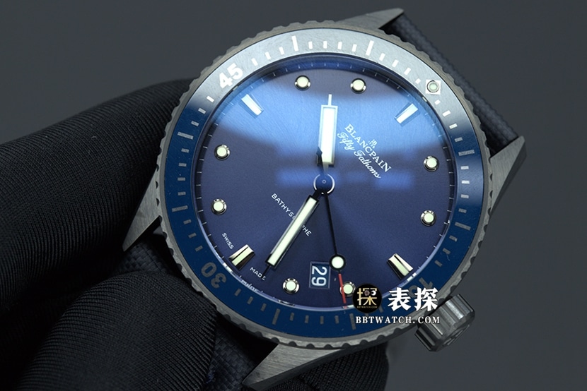 GF FactoryBlancpain Fifty Fathoms top-tier watch men's blue dialleather strap model pictures and prices front live photo