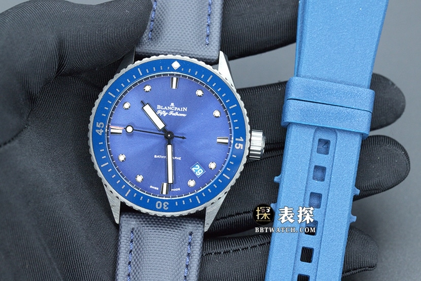 GF FactoryBlancpain Fifty Fathoms top-tier watch men's blue dialleather strap model pictures and prices overall live photos