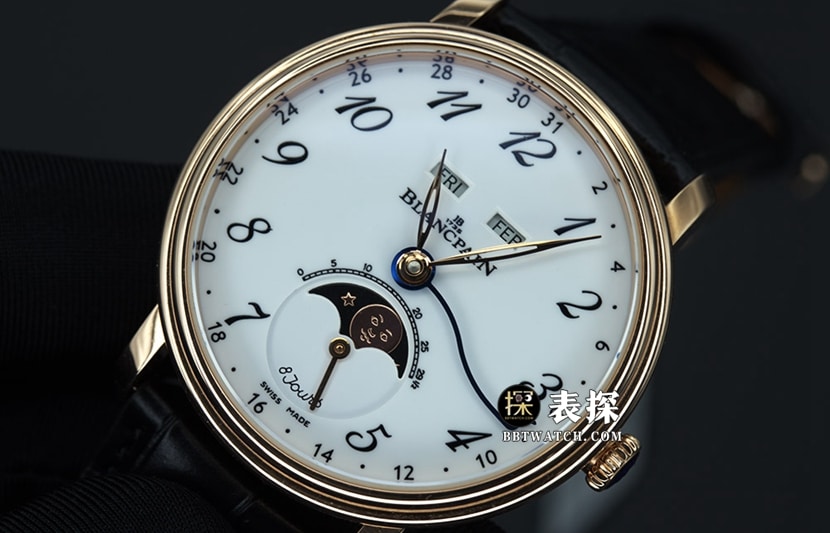 OM FactoryBlancpain classic 6654top-tier 1:1high-quality watch men's moon phase display white dialleather strap model pictures and prices front live photo