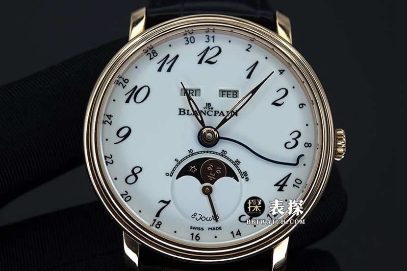 OM FactoryBlancpain classic 6654top-tier 1:1high-quality watch men's moon phase display white dialleather strap model pictures and prices front live photo