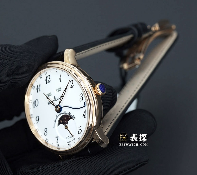 OM FactoryBlancpain classic 6654top-tier 1:1high-quality watch men's moon phase display white dialleather strap model pictures and prices overall live photos