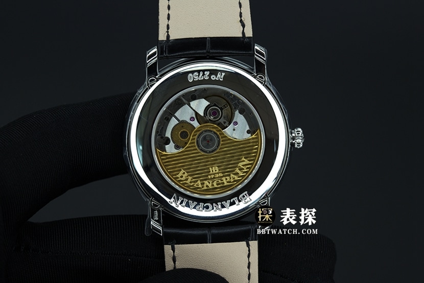 OM Factory Blancpain classic 66541:1super watch men's moon phasewhite dialleather strap model pictures and prices caseback live photo