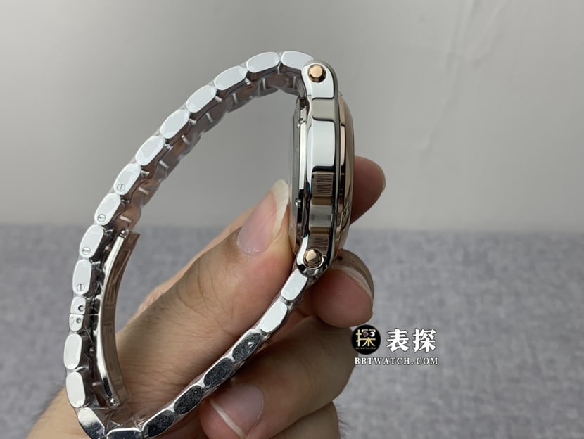YF factory Chopard ladies happy diamond top-tier watch silver gray plate gold steel bracelet model pictures and prices side live photo